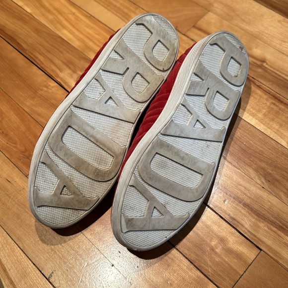 Prada Programme red suede quilted/channeled lace up low top sneakers 37 1/2 - Picture 10 of 11